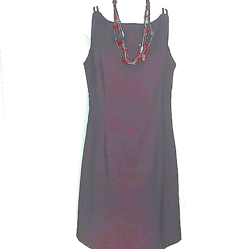 CDC Red Sheath Dress Petite 10P Midi Stretch Sleeveless Cocktail Career Classic